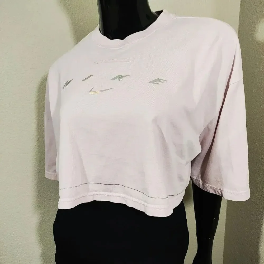 Nike Women's Pink Short Sleeve Cropped Top #7